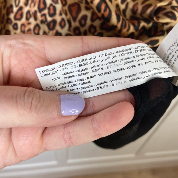 Zara Leopard Print Wrap top, ruched side, long sleeve mini dress - size M - Picture 5 of 10